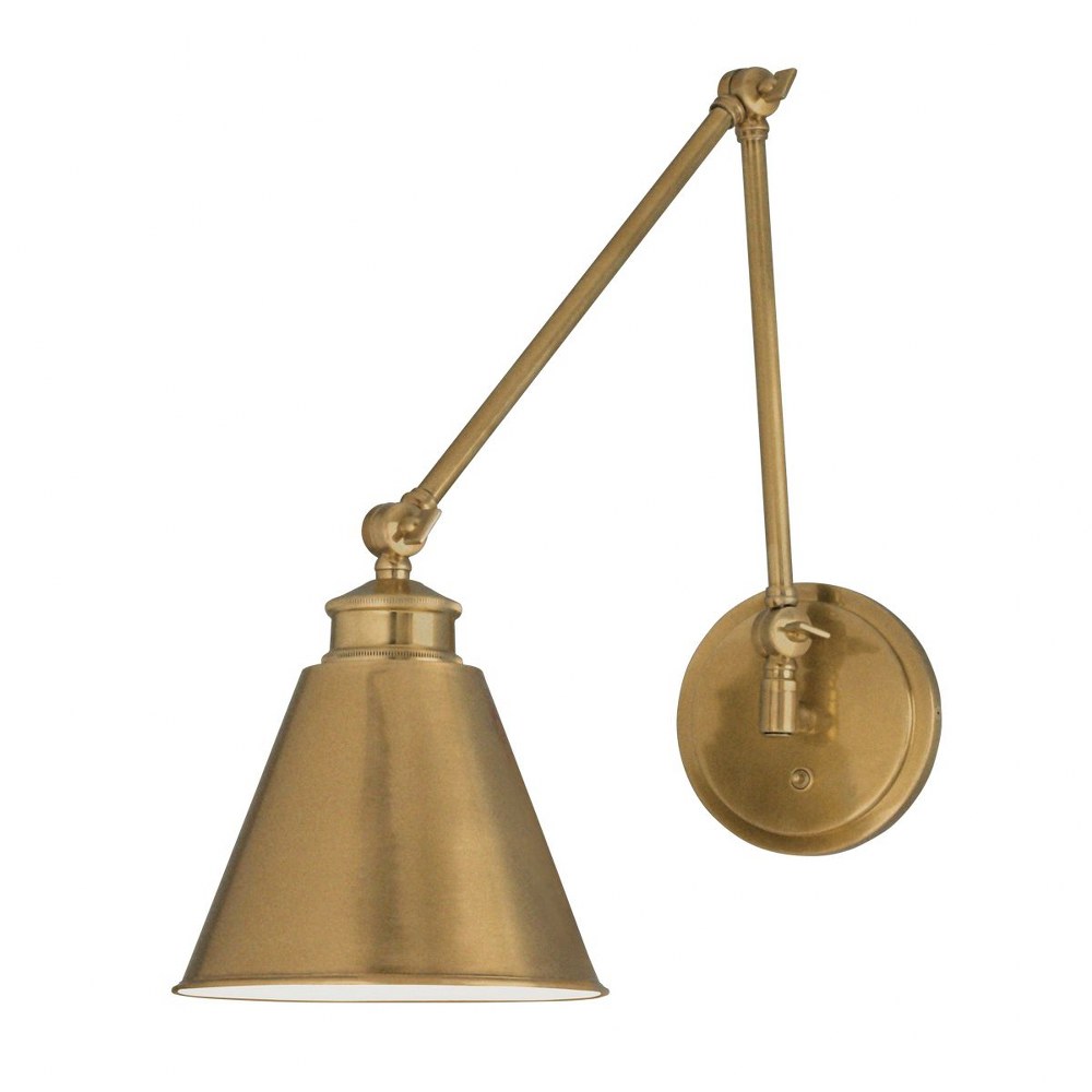 Norwell Lighting-8475-AG-MS-Aidan - One Light Swing Arm Wall Sconce   Aged Brass Finish with Metal Shade