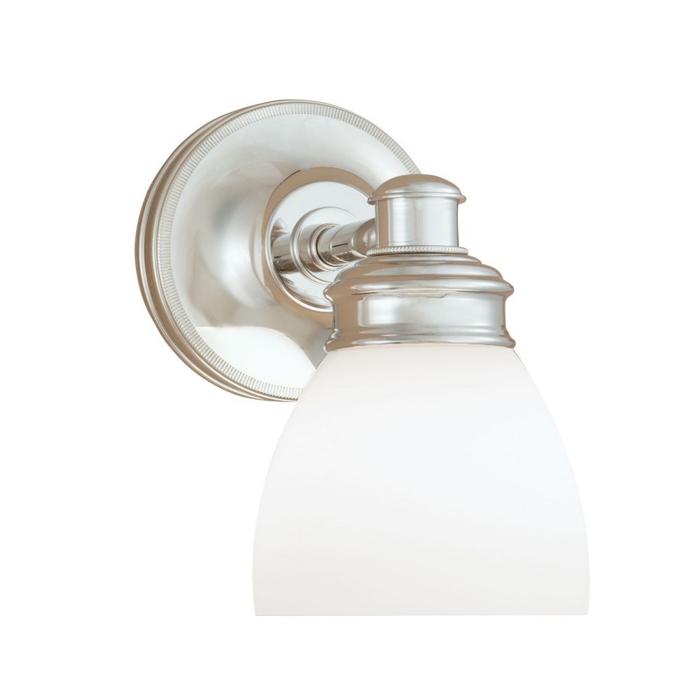 Norwell Lighting-8791-CH-OP-Spencer - 1 Light Wall Sconce In Traditional and Classic Style-8.5 Inches Tall and 5 Inches Wide   Chrome Finish with Opal Glass