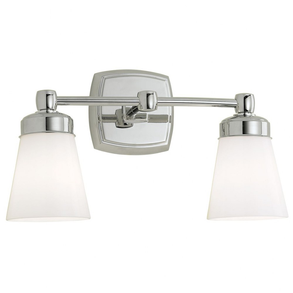 Norwell Lighting-8932-CH-SO-Soft Square - 2 Light Wall Sconce In Contemporary and Classic Style-8.5 Inches Tall and 15.75 Inches Wide   Chrome Finish with Shiny Opal Glass