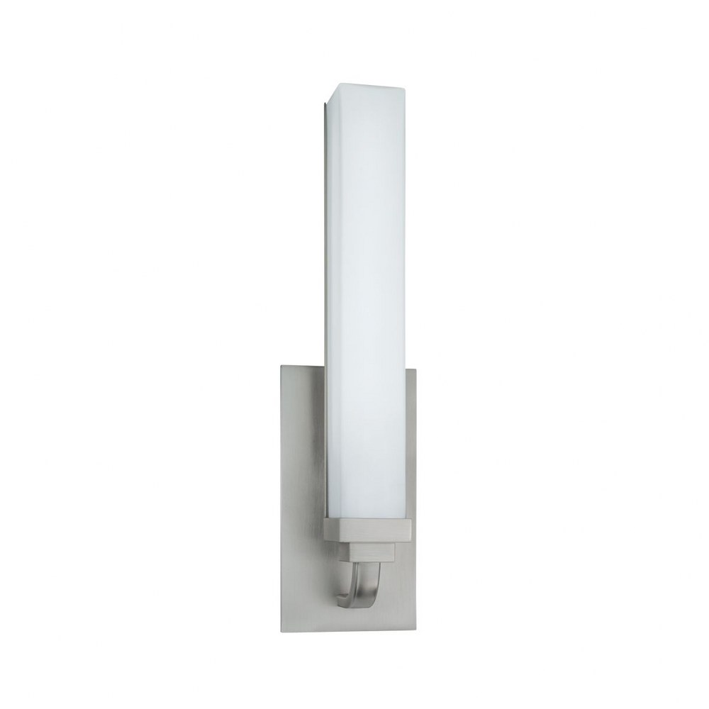 Norwell Lighting-8961-BN-MO-Tetris - LEDWall Sconce In Contemporary   Style-16 Inches Tall and 4.25 Inches Wide   Brush Nickel Finish with Matte Opal Glass