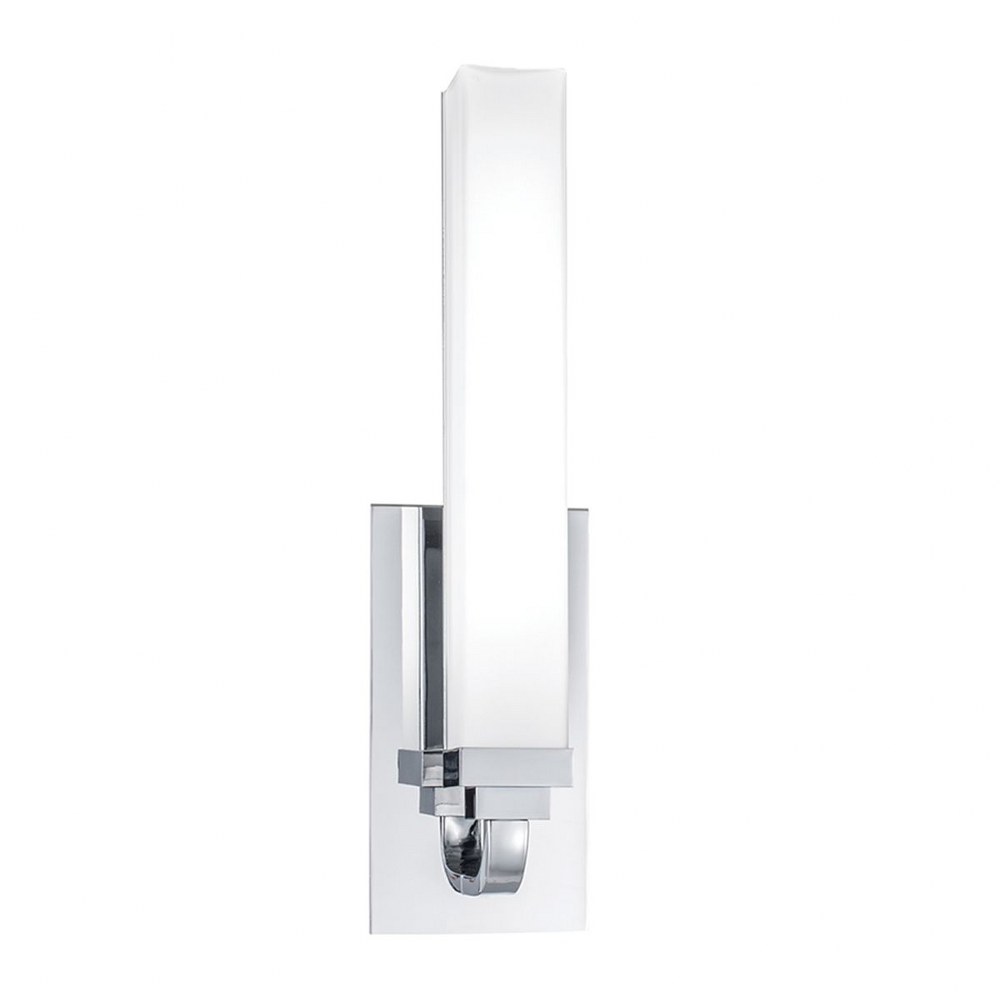 Norwell Lighting-8961-CH-MO-Tetris - 16 Inch 14W 1 LED Wall Sconce   Chrome Finish with Matte Opal Glass