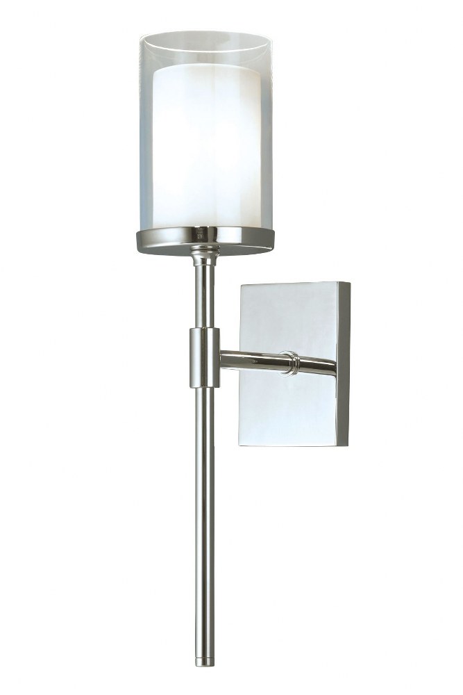 Norwell Lighting-8970-CH-CL-Kimberly - 1 Light Wall Sconce In Contemporary and Classic Style-16.75 Inches Tall and 4.5 Inches Wide Chrome  Brush Nickel Finish with Clear/White Glass