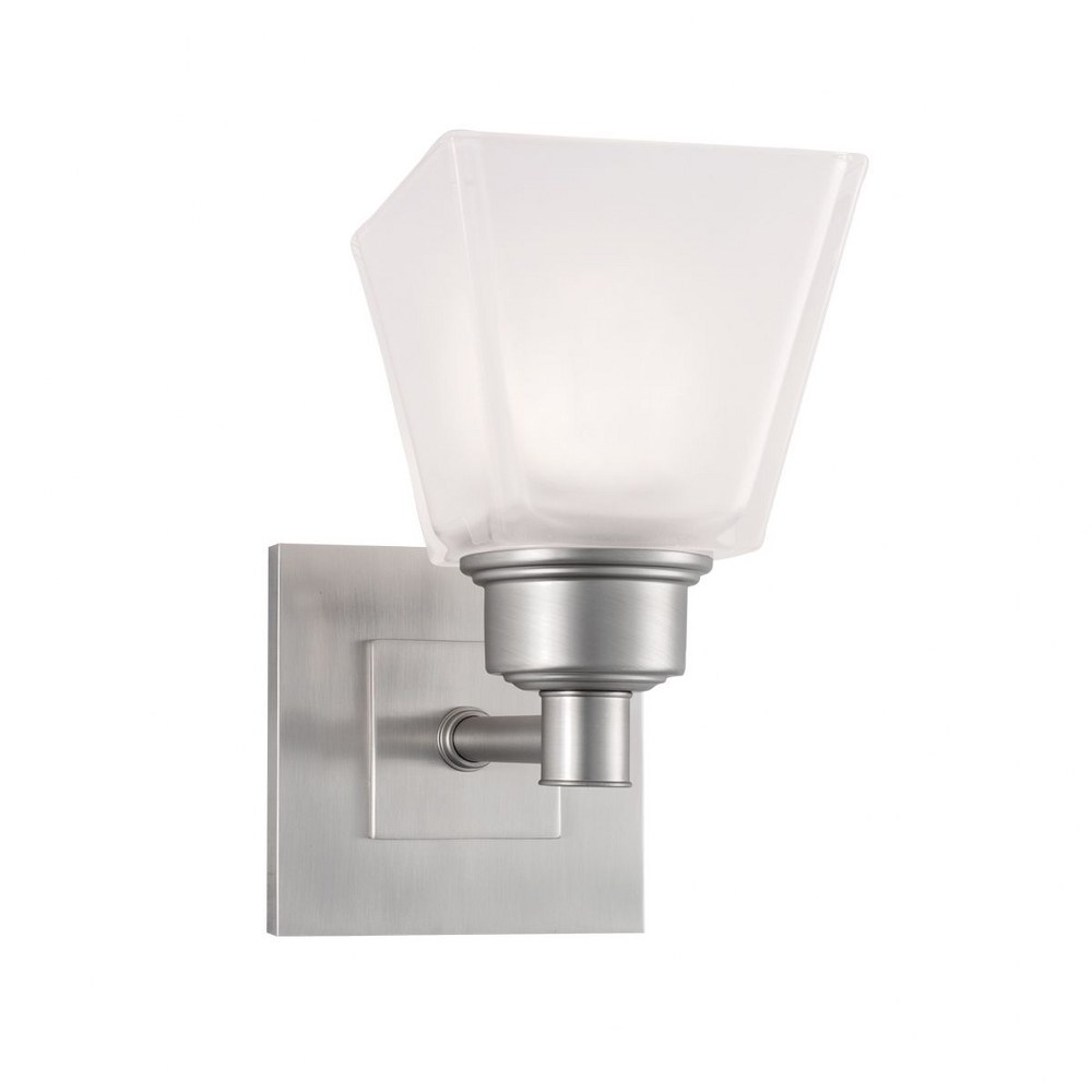 Norwell Lighting-9635-BN-SQ-Matthew - 1 Light Wall Sconce In Contemporary and Classic Style-8.25 Inches Tall and 4.5 Inches Wide Brush Nickel  Brush Nickel Finish with White Glass