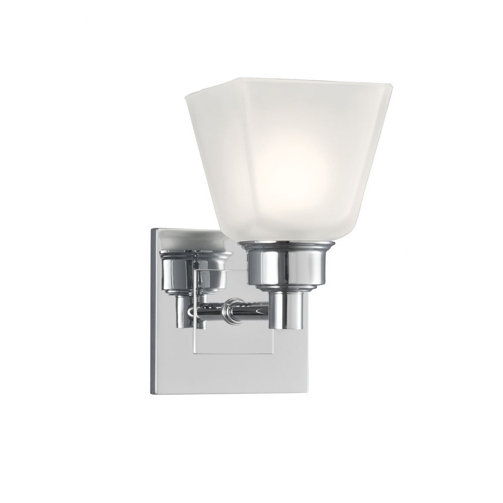 Norwell Lighting-9635-CH-SQ-Matthew - 1 Light Wall Sconce In Contemporary and Classic Style-8.25 Inches Tall and 4.5 Inches Wide Chrome  Brush Nickel Finish with White Glass