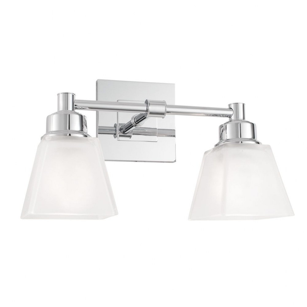 Norwell Lighting-9636-CH-SQ-Matthew - 2 Light Wall Sconce In Contemporary and Classic Style-8.25 Inches Tall and 13.5 Inches Wide Chrome  Brush Nickel Finish with White Glass