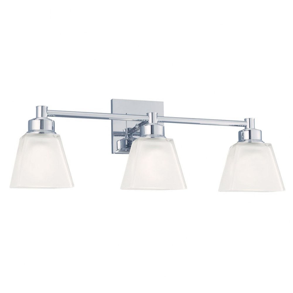 Norwell Lighting-9637-CH-SQ-Matthew - 3 Light Wall Sconce In Contemporary and Classic Style-8.25 Inches Tall and 22 Inches Wide Chrome  Brush Nickel Finish with White Glass