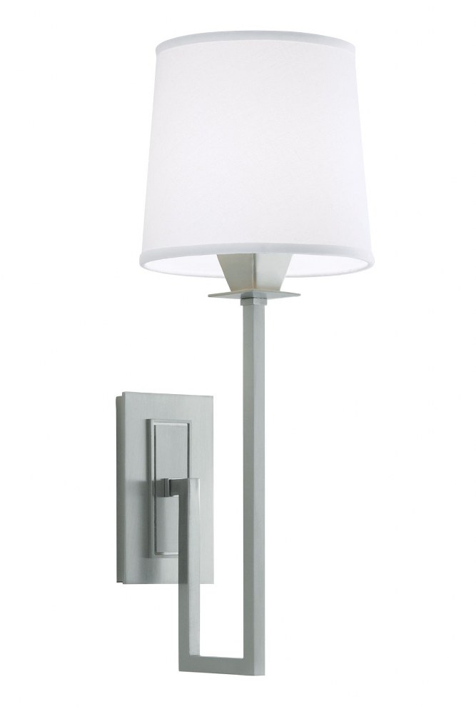 Norwell Lighting-9675-BN-WS-Maya - 1 Light Wall Sconce In Contemporary and Classic Style-6 Inches Tall and 3.75 Inches Wide Brush Nickel  Aged Brass Finish with White Fabric Shade