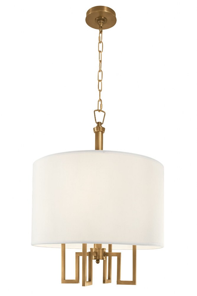 Norwell Lighting-9677-AG-WS-Maya - 4 Light 4 Arm Chandelier In Contemporary and Classic Style-22 Inches Tall and 20 Inches Wide Aged Brass  Polished Nickel Finish with White Fabric Shade