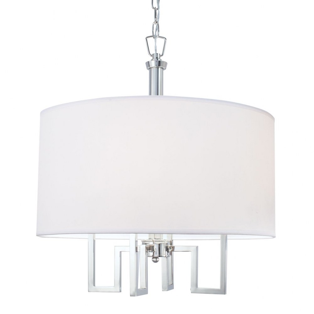 Norwell Lighting-9677-PN-WS-Maya - 4 Light 4 Arm Chandelier In Contemporary and Classic Style-22 Inches Tall and 20 Inches Wide Polish Nickel  Polished Nickel Finish with White Fabric Shade