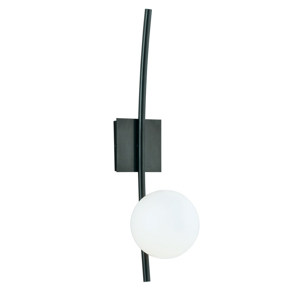 Norwell Lighting-9681-ADB-OP-Perch - One Light Wall Sconce   Acid Dipped Black Finish with Opal Glass