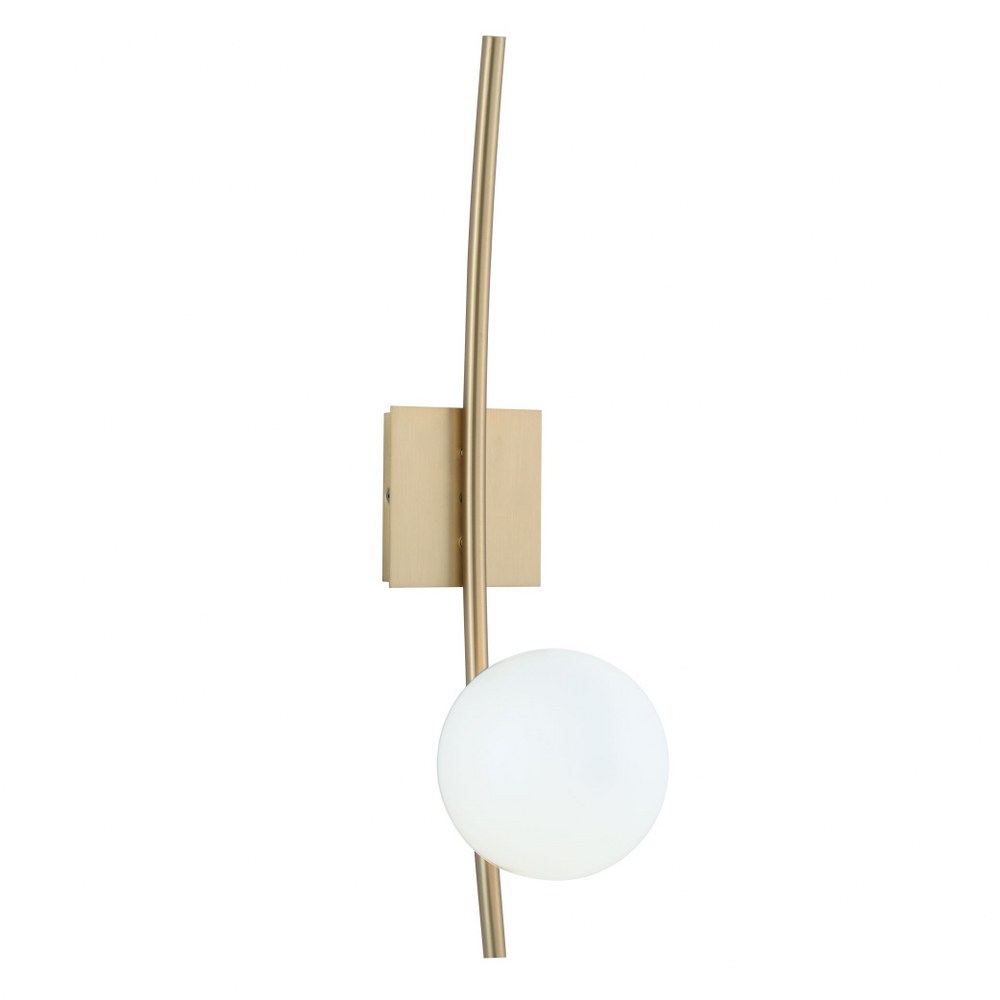 Norwell Lighting-9681-SB-OP-Perch - One Light Wall Sconce   Satin Brass Finish with Opal Glass