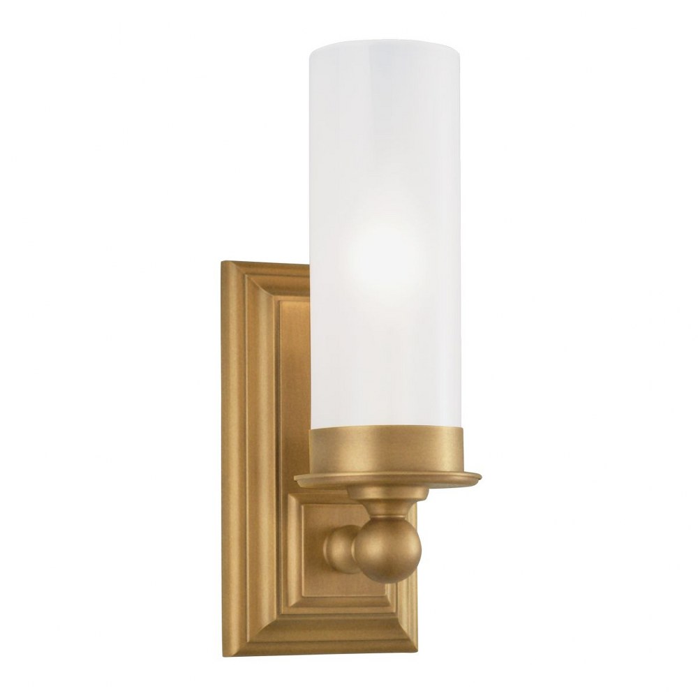 Norwell Lighting-9730-AG-MO-Richmond - 1 Light Wall Sconce In Contemporary and Classic Style-11.25 Inches Tall and 4 Inches Wide Aged Brass  Aged Brass Finish with Matte Opal Glass