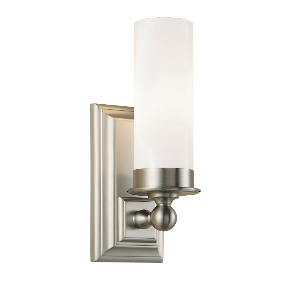 Norwell Lighting-9730-BN-MO-Richmond - 1 Light Wall Sconce In Contemporary and Classic Style-11.25 Inches Tall and 4 Inches Wide Brush Nickel  Aged Brass Finish with Matte Opal Glass