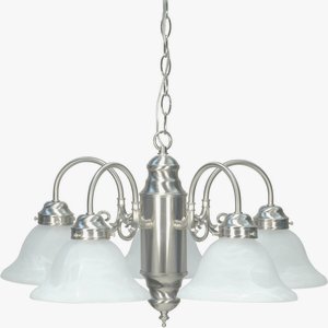 Nuvo Lighting-60/1290-Five Light Chandelier-23 Inches Wide by 13.13 Inches High   Brushed Nickel Finish with Alabaster Glass