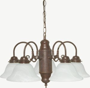 Nuvo Lighting-60/1291-Five Light Chandelier-23 Inches Wide by 13.13 Inches High   Old Bronze Finish with Alabaster Glass