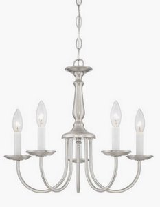 Nuvo Lighting-60/1298-Five Light Chandelier with Candlesticks-18 Inches Wide by 14 Inches High   Brushed Nickel Finish