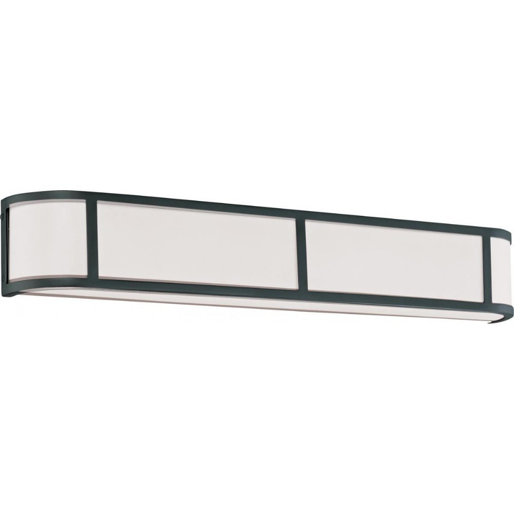 Nuvo Lighting-60/2974-Odeon-Four Light Wall Sconce-32 Inches Wide by 5 Inches High   Aged Bronze Finish with Satin White Glass