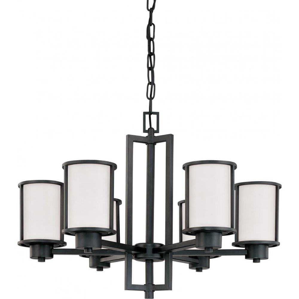 Nuvo Lighting-60/2975-Odeon-Six Light Chandelier-28 Inches Wide by 19.88 Inches High   Aged Bronze Finish with Satin White Glass