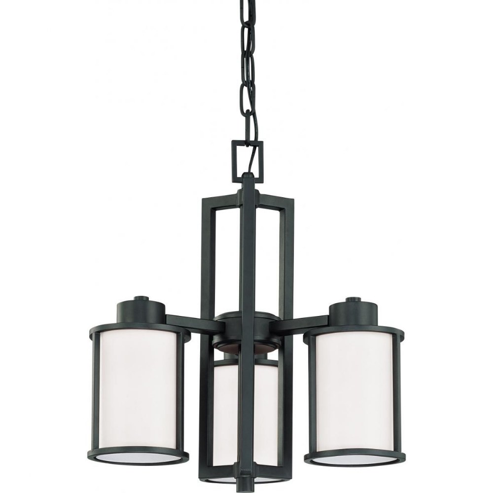 Nuvo Lighting-60/2976-Odeon-Three Light Chandelier-17.75 Inches Wide by 18.5 Inches High   Aged Bronze Finish with Satin White Glass