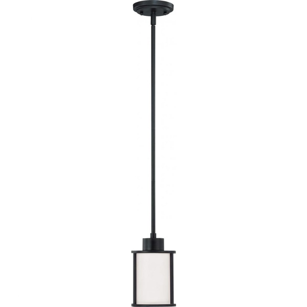 Nuvo Lighting-60/2977-Odeon-One Light Mini Pendant-5.13 Inches Wide by 46.88 Inches High   Aged Bronze Finish with Satin White Glass