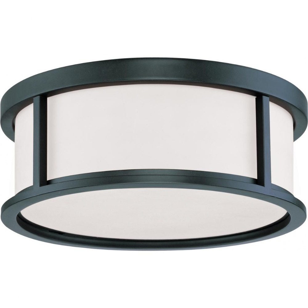 Nuvo Lighting-60/2982-Odeon-Three Light Flush Mount-15 Inches Wide by 5.63 Inches High   Aged Bronze Finish with Satin White Glass