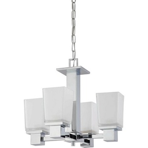 Nuvo Lighting-60/4005-Parker-Four Light Chandelier-18 Inches Wide by 16 Inches High   Polished Chrome Finish with Sandstone Etched Glass