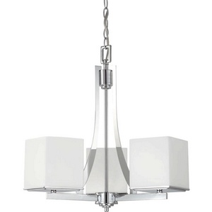 Nuvo Lighting-60/4085-Bento-Three Light Chandelier-20.25 Inches Wide by 21 Inches High   Polished Chrome Finish with Satin White Glass