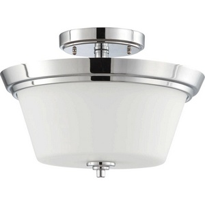 Nuvo Lighting-60/4087-Bento-Two Light Semi-Flush Mount-13 Inches Wide by 8.875 Inches High   Polished Chrome Finish with Satin White Glass