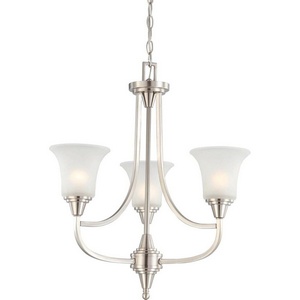 Nuvo Lighting-60/4145-Surrey-Three Light Chandelier-21.75 Inches Wide by 24 Inches High   Brushed Nickel Finish with Frosted Glass