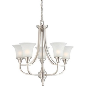 Nuvo Lighting-60/4146-Surrey-Five Light Chandelier-24.25 Inches Wide by 24 Inches High   Brushed Nickel Finish with Frosted Glass