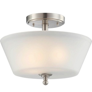 Nuvo Lighting-60/4151-Surrey - Two Light Semi-Flush Mount   Brushed Nickel Finish with Frosted Glass