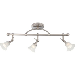 Nuvo Lighting-60/4154-Surrey-Three Light Fixed Track Bar-5.5 Inches Wide by 12 Inches High   Brushed Nickel Finish with Frosted Glass