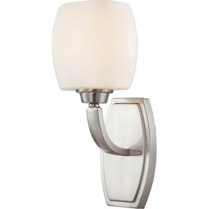 Nuvo Lighting-60/4181-Helium-One Light Bath Vanity-6 Inches Wide by 13.5 Inches High   Brushed Nickel Finish with Satin White Glass