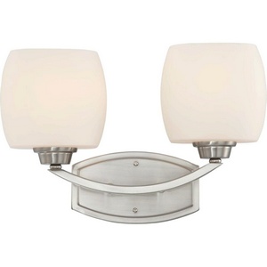 Nuvo Lighting-60/4182-Helium-Two Light Bath Vanity-15.25 Inches Wide by 10 Inches High   Brushed Nickel Finish with Satin White Glass