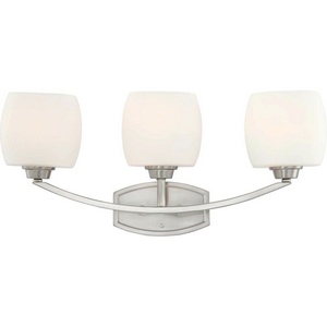 Nuvo Lighting-60/4183-Helium-Three Light Bath Vanity-24.5 Inches Wide by 10.75 Inches High   Brushed Nickel Finish with Satin White Glass