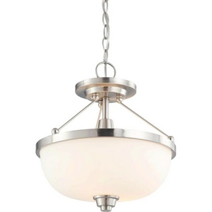 Nuvo Lighting-60/4188-Helium-Two Light Semi-Flush Mount-13.75 Inches Wide by 12 Inches High   Brushed Nickel Finish with Satin White Glass