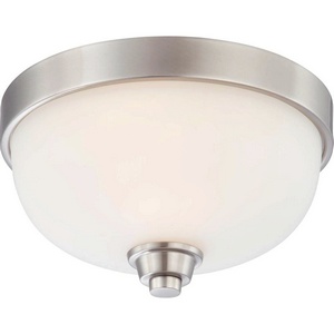 Nuvo Lighting-60/4191-Helium-One Light Dome Flush Mount-11.25 Inches Wide by 6.25 Inches High   Brushed Nickel Finish with Satin White Glass