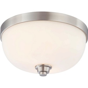 Nuvo Lighting-60/4192-Helium-Two Light Dome Flush Mount-13 Inches Wide by 7 Inches High   Brushed Nickel Finish with Satin White Glass