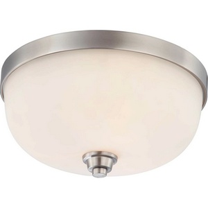 Nuvo Lighting-60/4193-Helium-Three Light Dome Flush Mount-15 Inches Wide by 7.5 Inches High   Brushed Nickel Finish with Satin White Glass