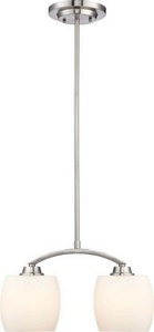 Nuvo Lighting-60/4194-Helium-Two Light Mini-Pendant-15 Inches Wide by 33 Inches High   Brushed Nickel Finish with Satin White Glass