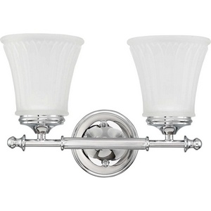 Nuvo Lighting-60/4262-Teller-Two Light Bath Vanity-13.5 Inches Wide by 9 Inches High   Polished Chrome Finish with Frosted Etched Glass