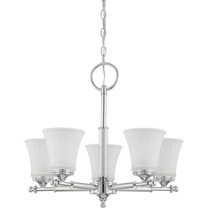 Nuvo Lighting-60/4265-Teller-Five Light Chandelier-22 Inches Wide by 19.5 Inches High   Polished Chrome Finish with Frosted Etched Glass