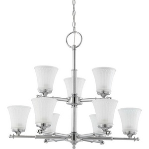 Nuvo Lighting-60/4269-Teller-Nine Light 2-Tier Chandelier-30 Inches Wide by 27 Inches High   Polished Chrome Finish with Frosted Etched Glass