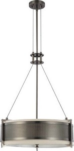 Nuvo Lighting-60/4433-Diesel-Four Light Round Pendant-21 Inches Wide by 27.375 Inches High   Hazel Bronze Finish with Khaki Fabric Shade