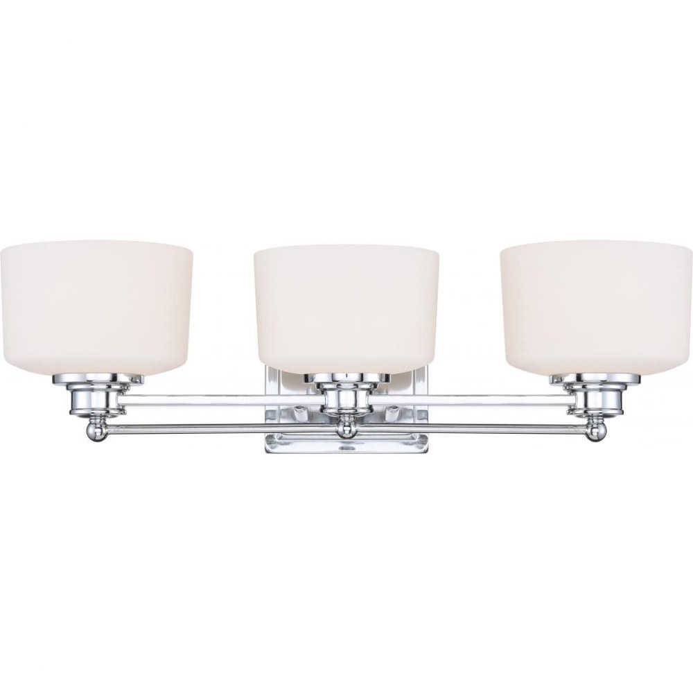 Nuvo Lighting-60/4583-Soho-Three Light Bath Vanity-25 Inches Wide by 7.25 Inches High   Polished Chrome Finish with Satin White Glass