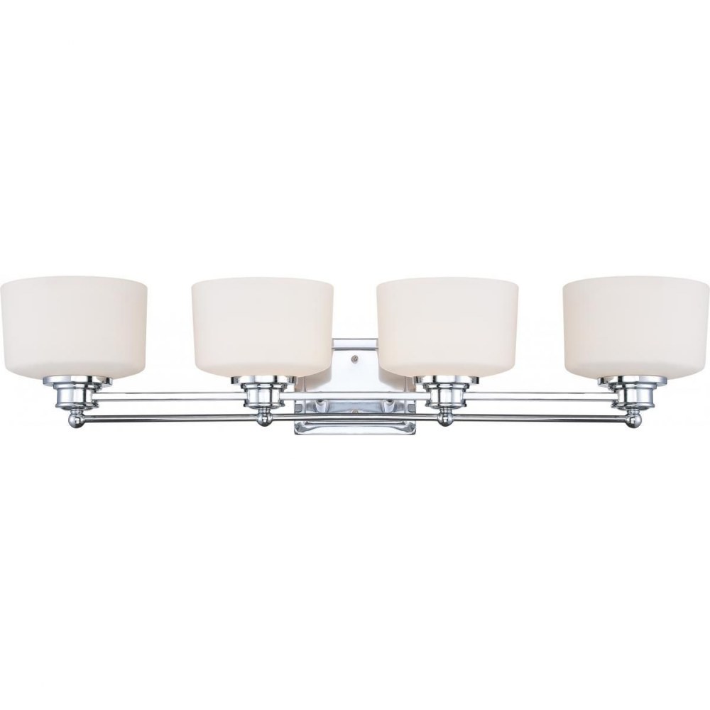 Nuvo Lighting-60/4584-Soho-Four Light Bath Vanity-34 Inches Wide by 7.25 Inches High   Polished Chrome Finish with Satin White Glass