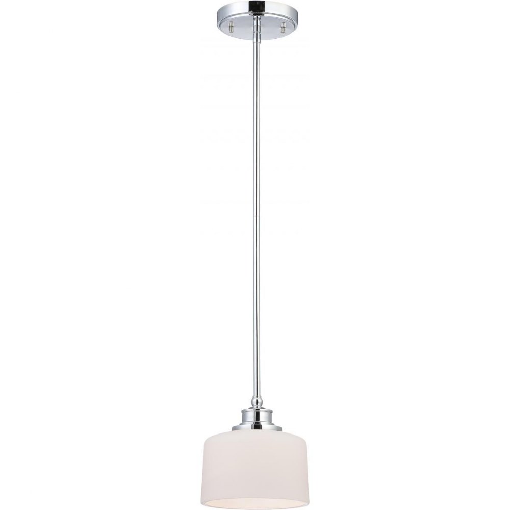 Nuvo Lighting-60/4588-Soho-One Light Mini-Pendant-7 Inches Wide by 44 Inches High   Polished Chrome Finish with Satin White Glass