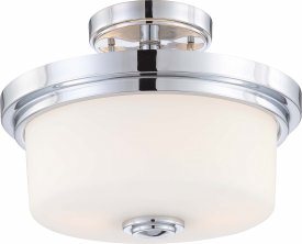 Nuvo Lighting-60/4593-Soho-Two Light Semi-Flush Mount-13 Inches Wide by 10.125 Inches High   Polished Chrome Finish with Satin White Glass