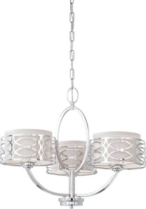 Nuvo Lighting-60/4624-Harlow-Three Light Chandelier -25 Inches Wide by 20.375 Inches High   Polished Nickel Finish with Slate Gray Fabric Shade