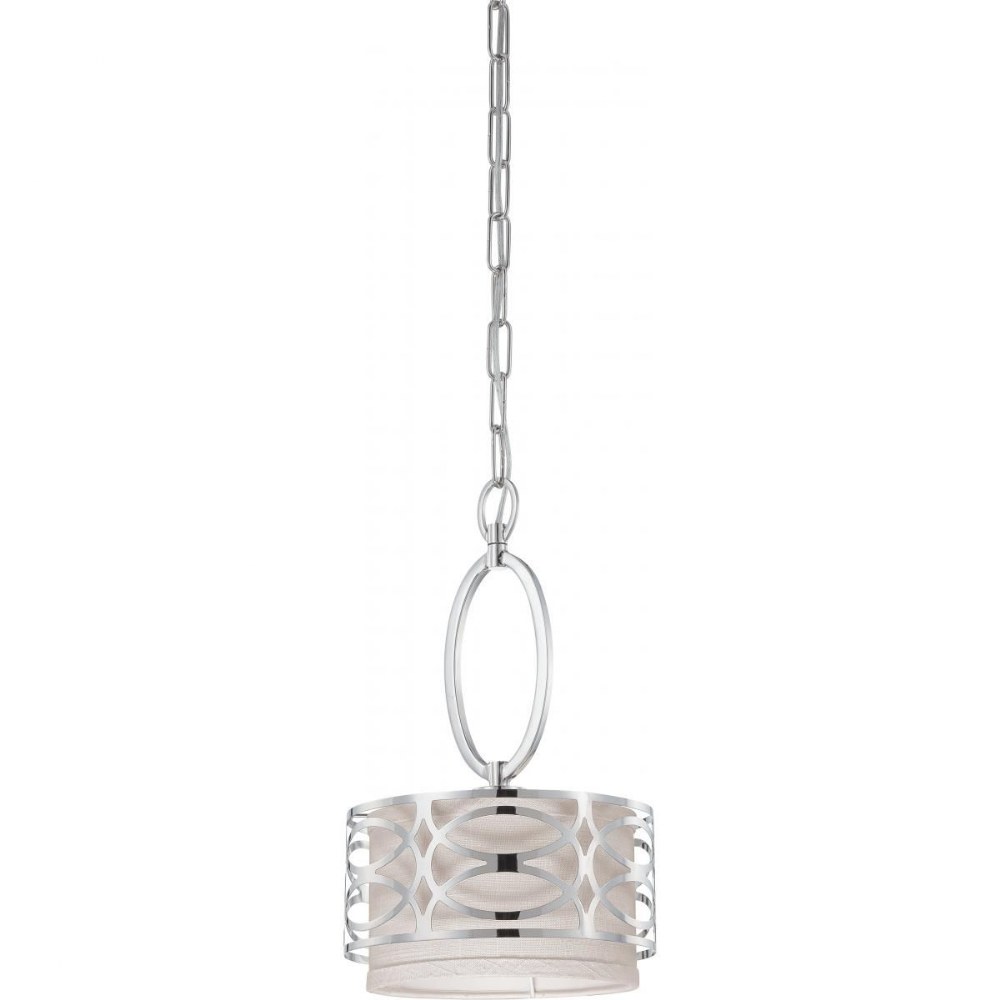 Nuvo Lighting-60/4628-Harlow-One Light Mini-Pendant -8.88 Inches Wide by 14.75 Inches High   Polished Nickel Finish with Slate Gray Fabric Shade